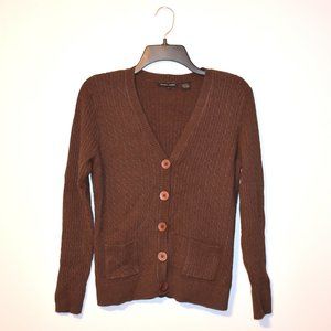 Brown Cable Knit Cardigan